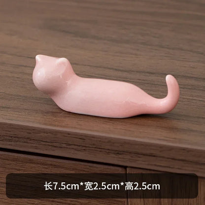 Support de Baguettes en Céramique Style Japonais avec Motif de Chat Mignon, Repose-Baguettes, Porte-Baguettes, Vaisselle, Support de Cuillère