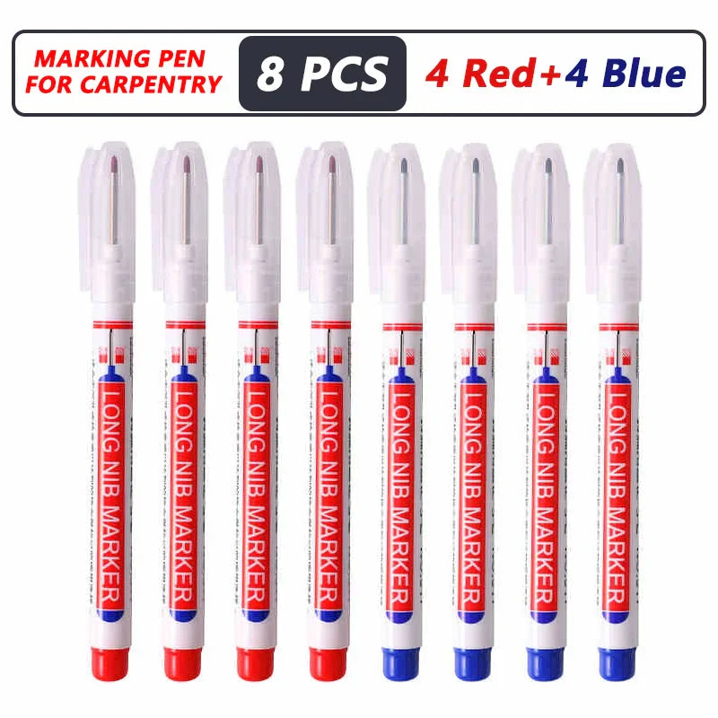 Deep Hole Long Nib Markers for Metal Wood Tile | 8-Pack Waterproof Marking Pens