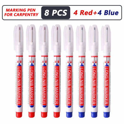 Deep Hole Long Nib Markers for Metal Wood Tile | 8-Pack Waterproof Marking Pens