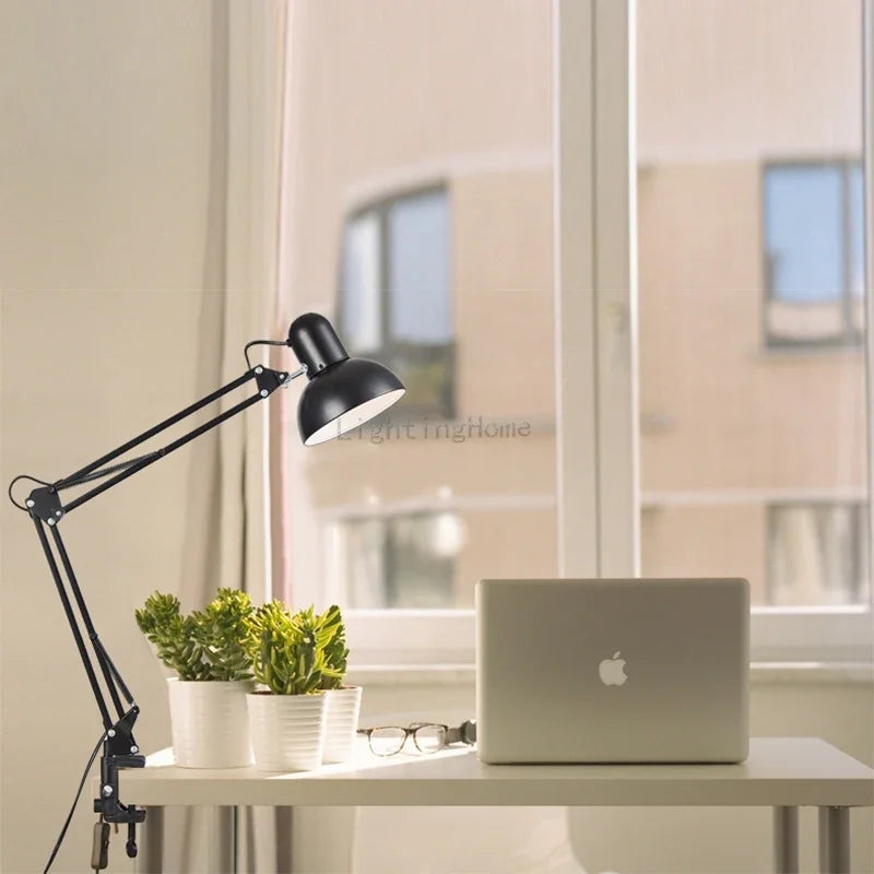 LED Clip Desk Lamp | Eye-Care Folding Long Arm Study & Work Light