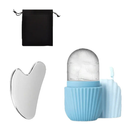 Ice Face Roller and Gua Sha Set | Stainless Steel Facial Massage Tools