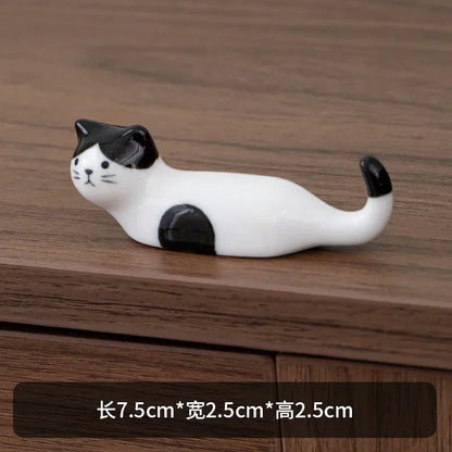 Support de Baguettes en Céramique Style Japonais avec Motif de Chat Mignon, Repose-Baguettes, Porte-Baguettes, Vaisselle, Support de Cuillère