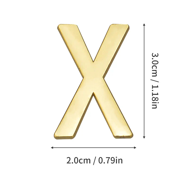 1 Pieza de metal autoadhesivo, número de casa, letras del alfabeto inglés para placa de puerta de apartamento, mesa, pegatinas de número de buzón de 3 x 2 cm