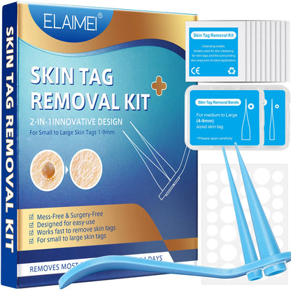 Kit 3-en-1 indolore pour l'élimination des acrochordons | Stylo de suppression des acrochordons, grains de beauté, acné et verrues avec cotons-tiges nettoyants