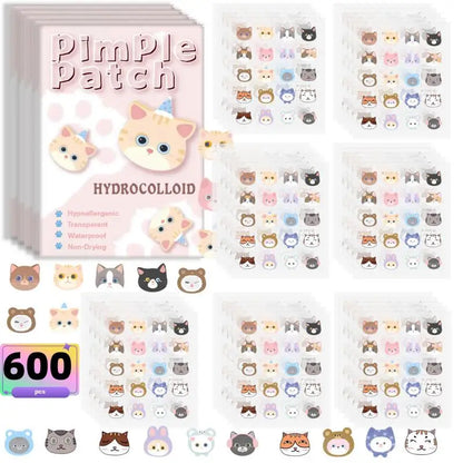 600 Pcs Cat Shaped Acne Patches | Hydrocolloid Pimple Stickers with Cute Design