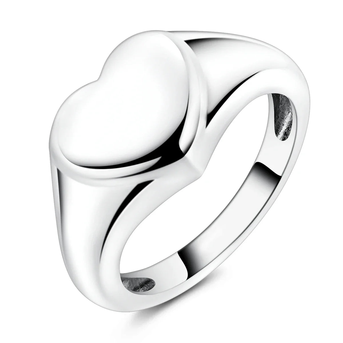 925 Sterling Silver Heart Ring with Cubic Zircon | Geometric Wedding Band for Women
