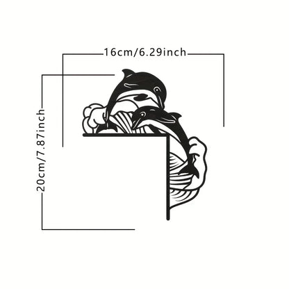 Black Metal Marine Animal Door Frame Decor - Turtle, Dolphin, Octopus, Seahorse & Starfish Patterns, Nautical Coastal Wall Art