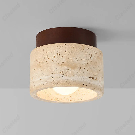 New European LED Yellow Cave Ceiling Lamp Cream Wind Corridor Porch Living Room Balcony Bedroom Lighting