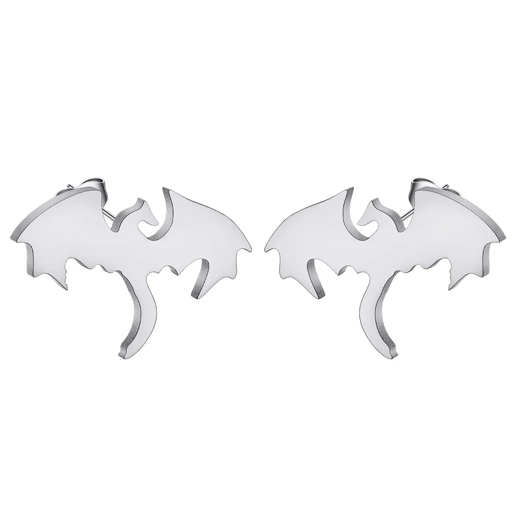 Punk Black Western Dragon Ear Stud | Stainless Steel Stud Earrings