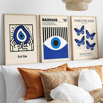 Classic Abstract Wall Art Blue Evil Eye Picasso Bauhaus HD Canvas Print Poster Home Living Room Bedroom Decorative Painting