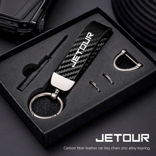 Jetour Keychain Carbon Fiber Style | Microfiber Leather Key Ring