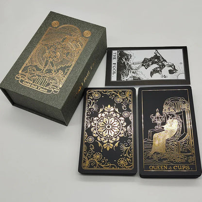 New Version Black Hot Stamping Gold foil Tarot Cards Plastic Rider Oracle Deck For Beginners And Collectors