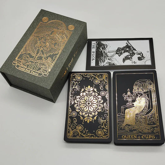 New Version Black Hot Stamping Gold foil Tarot Cards Plastic Rider Oracle Deck For Beginners And Collectors