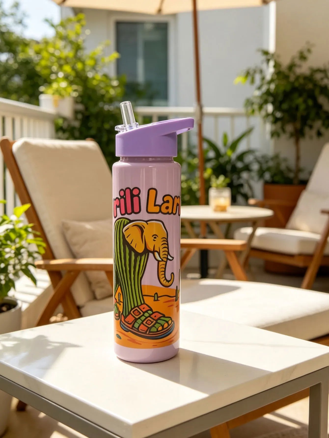 Cartoon Straw Cup 750ml | BPA Free Summer Water Bottle