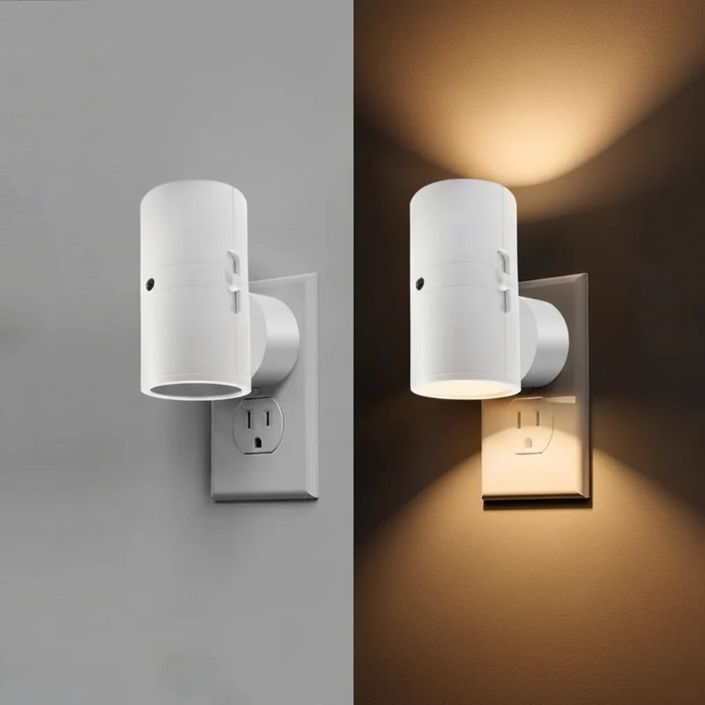 Plug In Night Light Dusk to Dawn Sensor Adjustable Brightness Stair Hallway