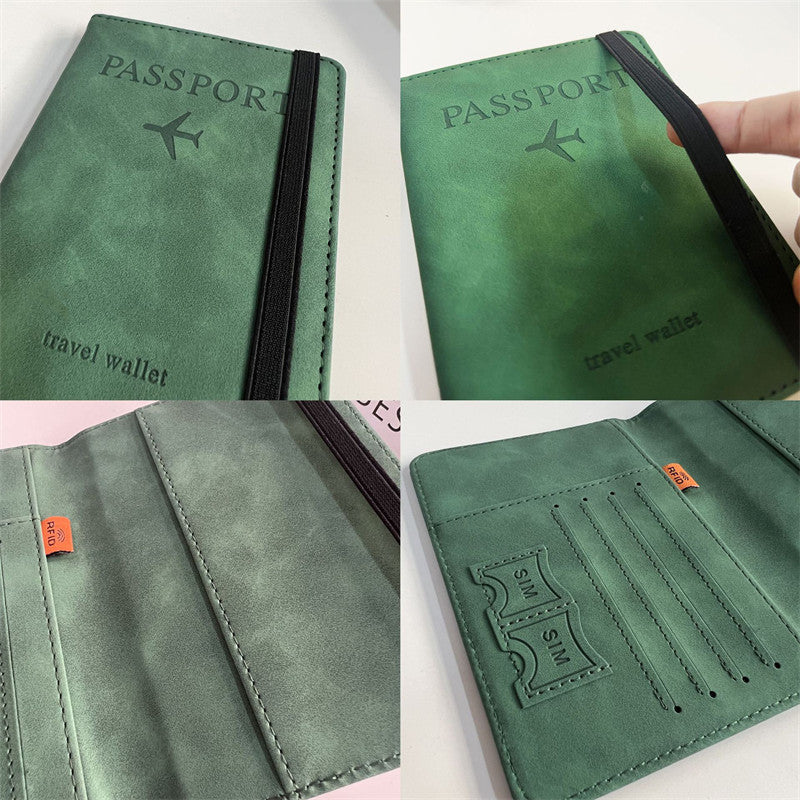RFID Vintage PU Leather Passport Holder – Multi-Function Travel Wallet