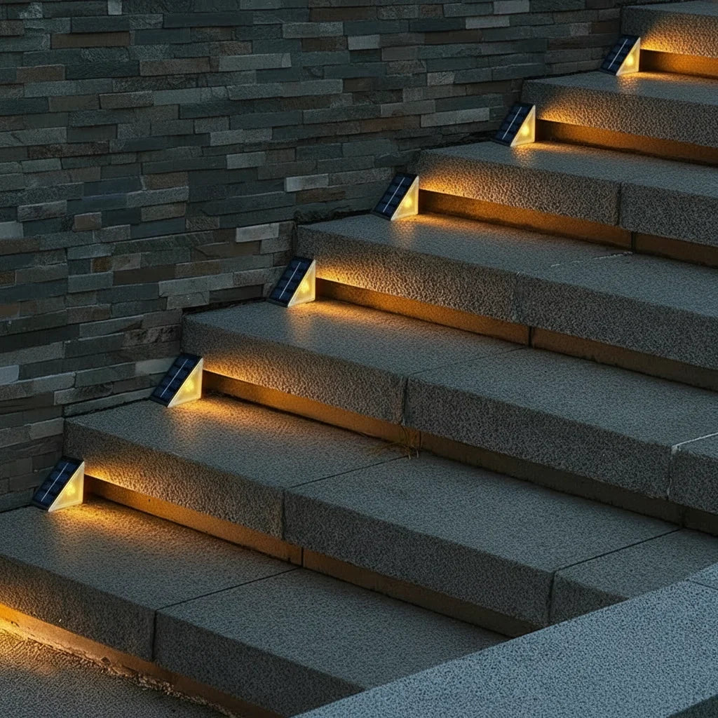 Outdoor Solar Step Lights Warm White RGB IP67 Waterproof Pathway Patio Yard