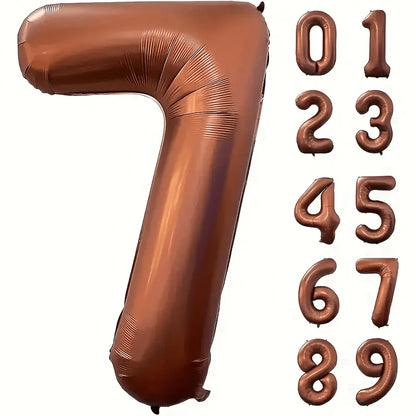 Foil Number Balloons 40 Inch | Brown Birthday Party Decor