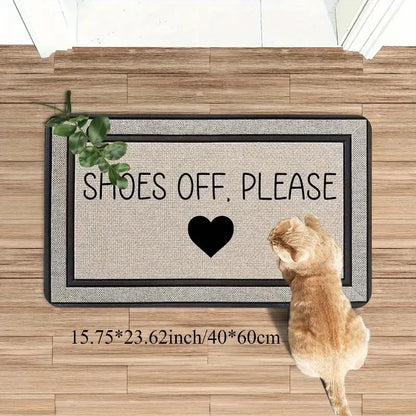 Alfombra estampada VIKAMA ZAPATOS FUERA POR FAVOR, resistente a la suciedad y fácil de limpiar, felpudo para pasillos y entradas de dormitorios, decoración del hogar