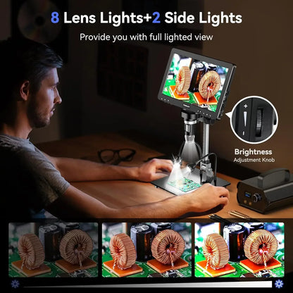 HDMI Digital Microscope 1500X 10.1 Inch IPS LCD Coin Soldering Camera