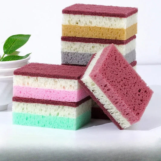 5 Esponjas porosas engrosadas de alta densidad para fregar, estropajo, paño de cocina, esponja de limpieza de cocina