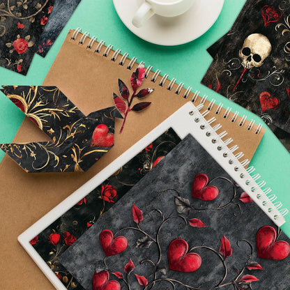 12pcs Gothic Love Themes Decor Paper | Valentine's Day Gift Wrapping and Scrapbooking Supplies