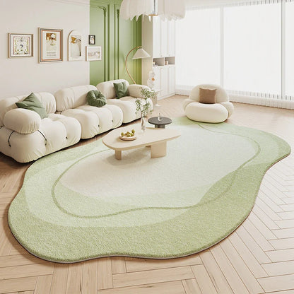 Tapis de salon VIKAMA Green Carpet en forme de crème, style 2025, nouveau tapis de chevet de chambre irrégulier en peluche, décoration d'intérieur