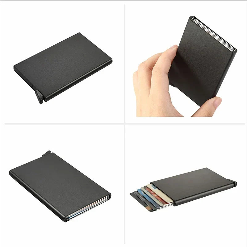 Minimalist RFID Blocking Wallet | Metal Pop Up Card Holder for Men and Women