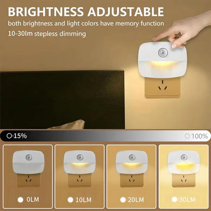 EU Plug Night Light with PIR Sensor | Automatic On/Off LED for Bedroom and Hallway