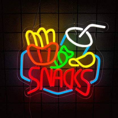 Enseignes Néon Fast-Food, Icônes Alimentaires Pizza et Hot-Dog, Alimentation USB, Utilisées pour la Décoration Murale des Magasins, Cuisines, Restaurants Fast-Food.