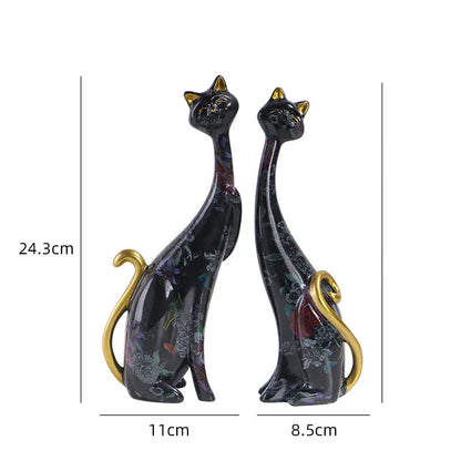Home Decor Nordic Graffiti Art Oil Painting Cat Decoration Resin Abstract Ornament Figurines Bedroom Desktop Porch Cat Sculpture