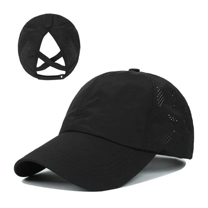Women's High Ponytail Mesh Baseball Cap | Quick-Dry Breathable Sun Hat for Outdoor Sports