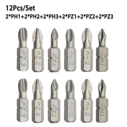 25mm Cross Bits Set | Hex Shanked Anti-Slip Magnetic Screwdriver Bits