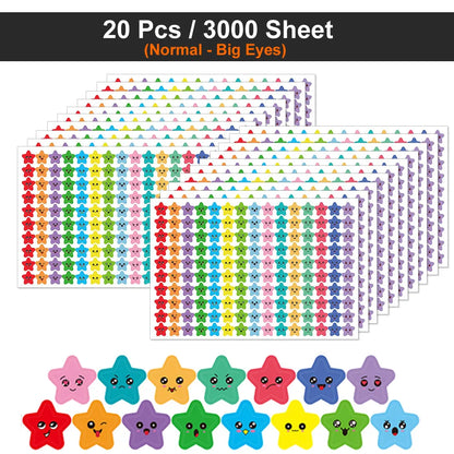 Happy Face Stars Reward Sticker Pack | 450-3000 Sheets for DIY Decor