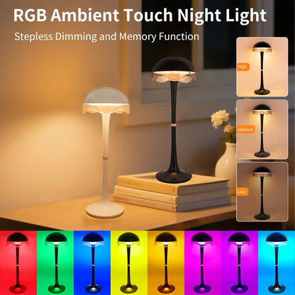 RGB Touch Desk Lamp Rechargeable Eye Care Bedside Night Light for Bedroom