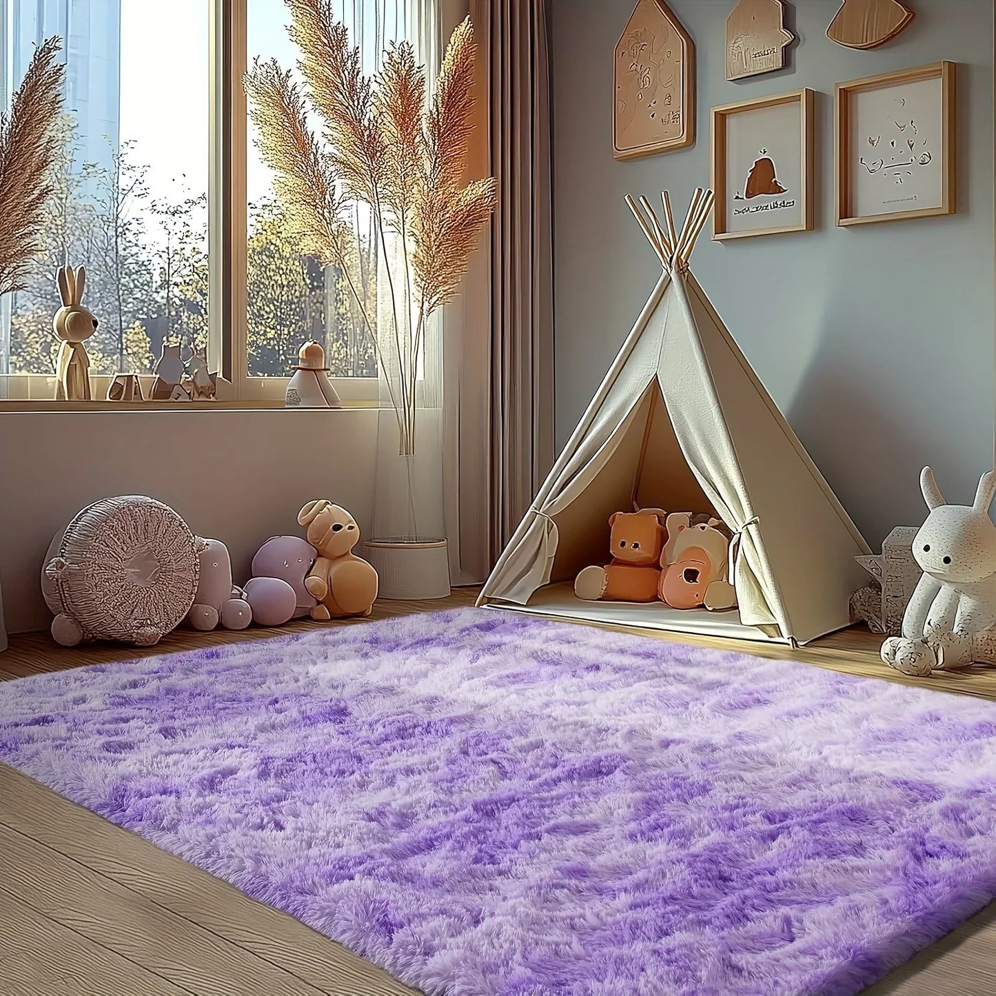 VIKAMA Alfombra Morada Sedosa de Ensueño Alfombra de Alta Gama para Sala de Estar Alfombra para Habitación de Niñas Alfombras de Noche Cálida Lavable Alfombra Decorativa para el Hogar