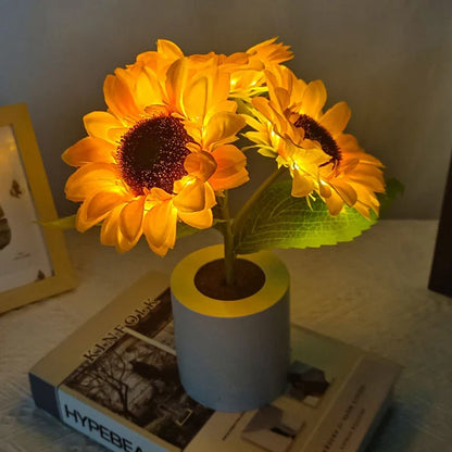 Sunflower LED Night Light USB Rechargeable Bedside Table Lamp Kids Room Decor