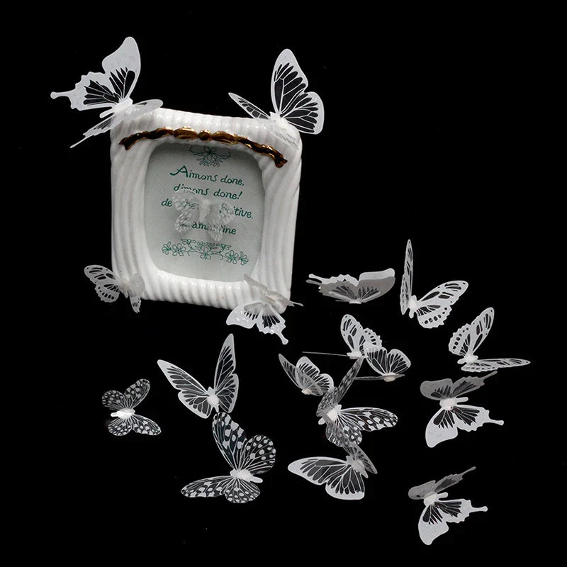 18pcs Black and White Butterfly Wall Stickers | Elegant PVC Decals for Home Decor