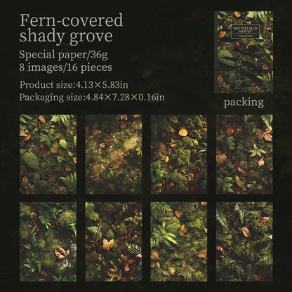 16 Sheets Nature Green Moss Theme Specialty Paper | Scrapbooking and Card Making Paper Pack