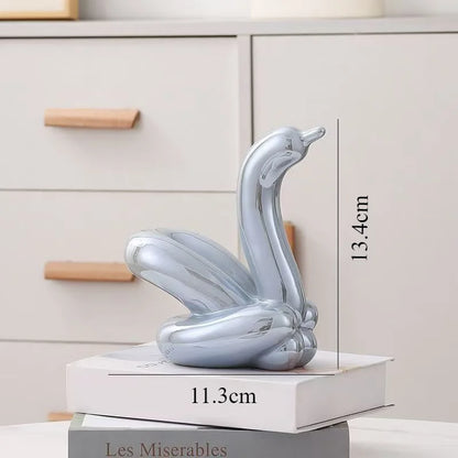 13.4cm Mini Créatif Ballon Cygne Abstrait Céramique Ornement Sculpture Bureau Statue Maison Bureau Accessoires Décoration Cadeau