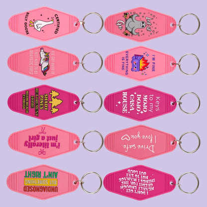 Plastic Key Chain for Keys | Pink Rhombic Key Tag Gift