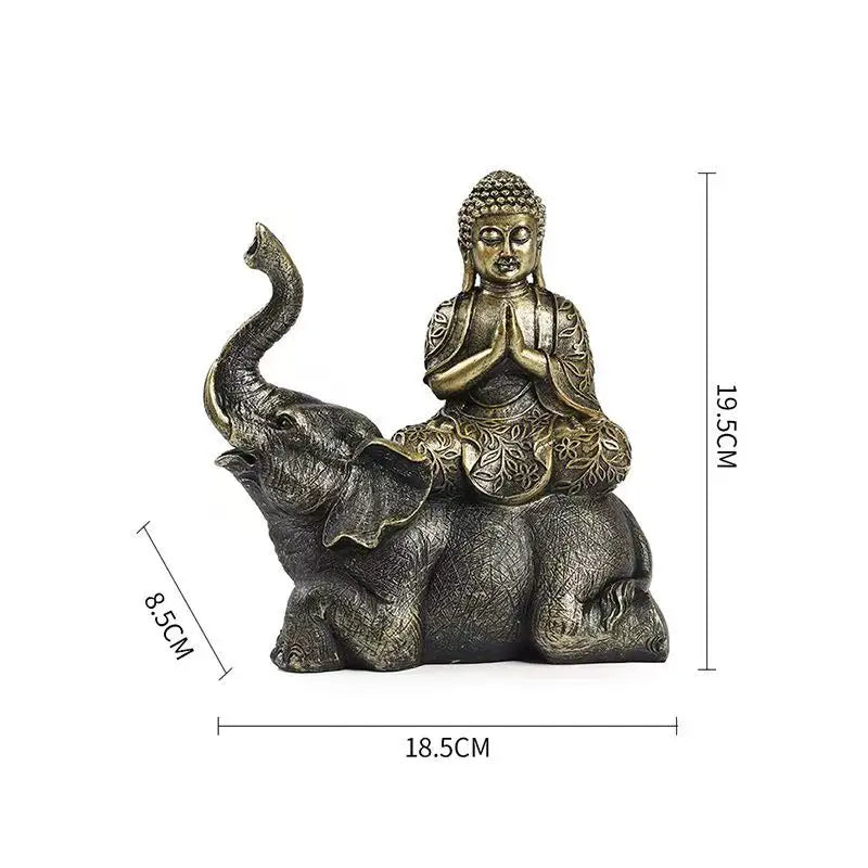Statue Bouddha Éléphant Thaïlande Bouddha Résine Figurines Bouddhisme Fengshui Hindou Bouddha Assis Figurine Décoration Maison Salon Cadeau