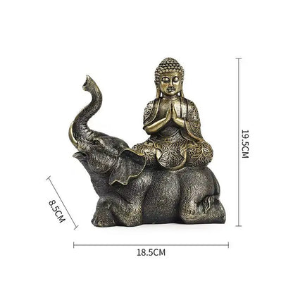 Statue Bouddha Éléphant Thaïlande Bouddha Résine Figurines Bouddhisme Fengshui Hindou Bouddha Assis Figurine Décoration Maison Salon Cadeau
