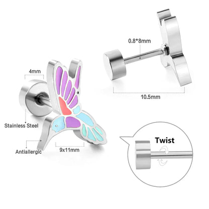 Cute Acrylic Animal Stud Earrings | Surgical Steel Hypoallergenic Earrings for Women and Girls