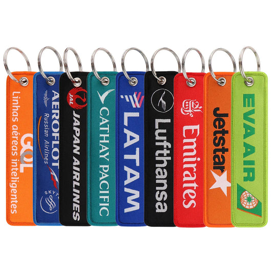 Airlines Embroidery Key Fob Orange Key Tag | Fashion Keyring for Motorcycles Cars Backpack