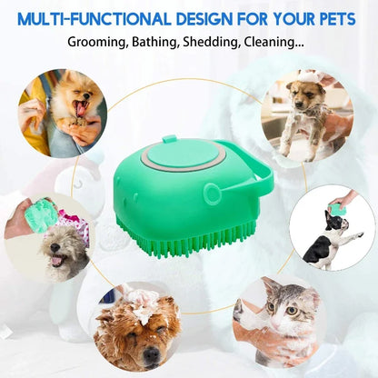 Soft Silicone Pet Shampoo Brush | 2.7oz Dog Cat Bathing Massage Comb