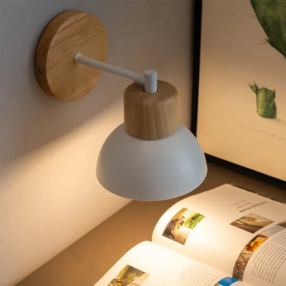Nordic Wood LED Wall Lamp Bedside Sconce for Bedroom Staircase Balcony