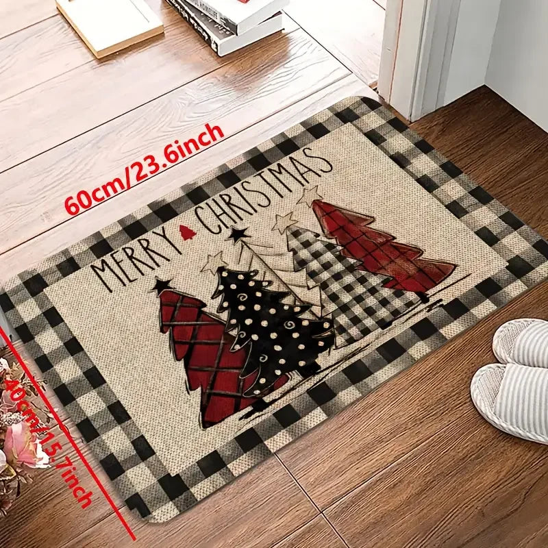 Alfombra con temática de árbol de Navidad VIKAMA, decoración suave antideslizante para el hogar, felpudo para pasillo de entrada, juego de alfombras de cocina de dos piezas, alfombrilla de baño