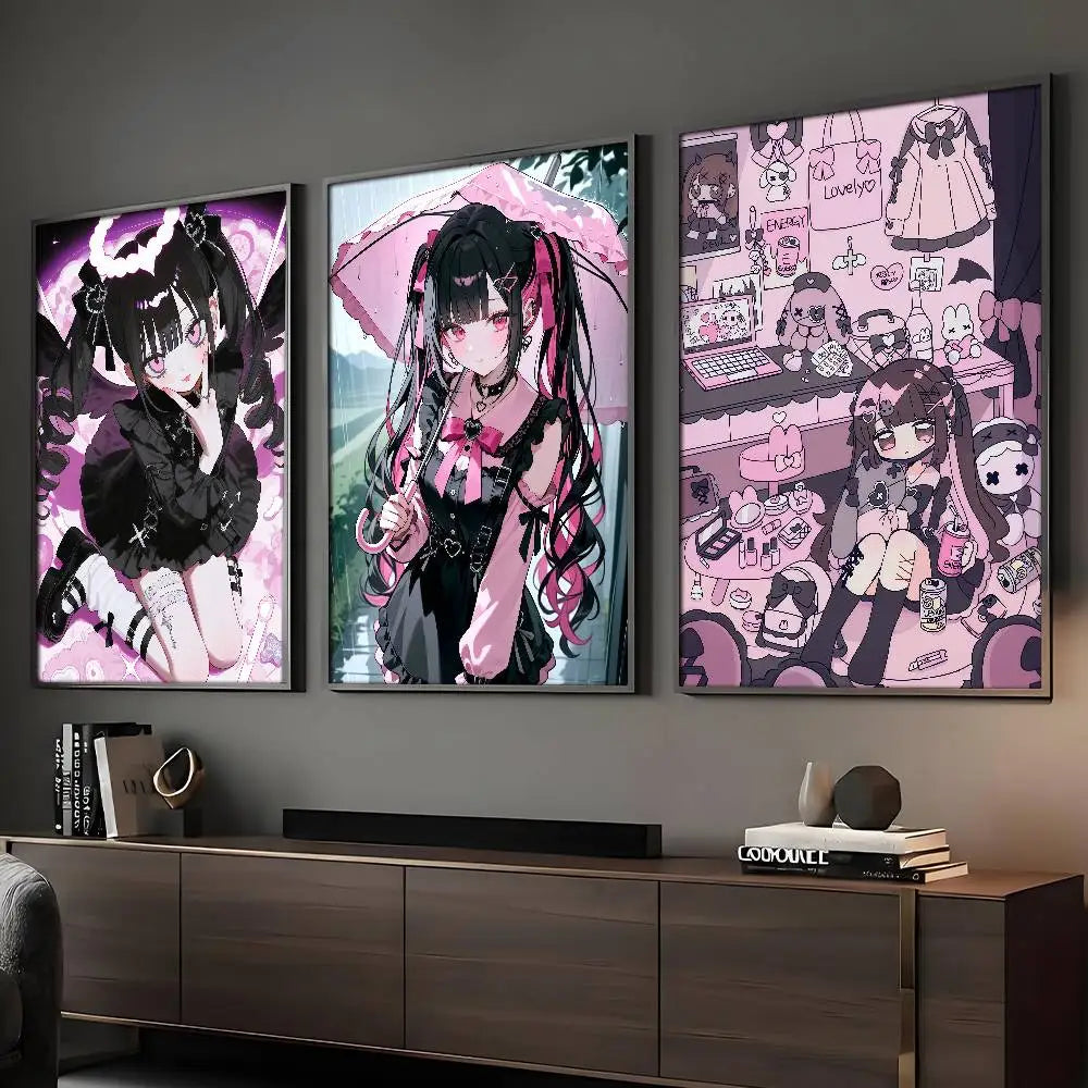 Cartel bonito de anime J-Jirai Kei, impresión artística de pared, impermeable, para hogar, sala de estar, dormitorio, bar, decoración estética