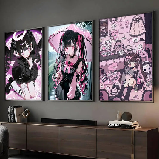 Cartoon Cute ANIME J-Jirai Kei Poster Sticky Wall Art Printing Waterproof Home Living Bed Room Bar Aesthetic Decor
